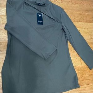 Olive green Guess brand three quarter sleeve high neck shirt